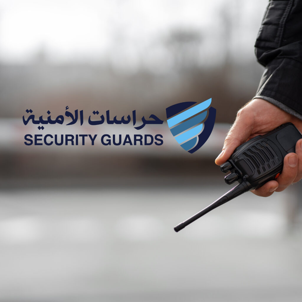 security man standing back closeup